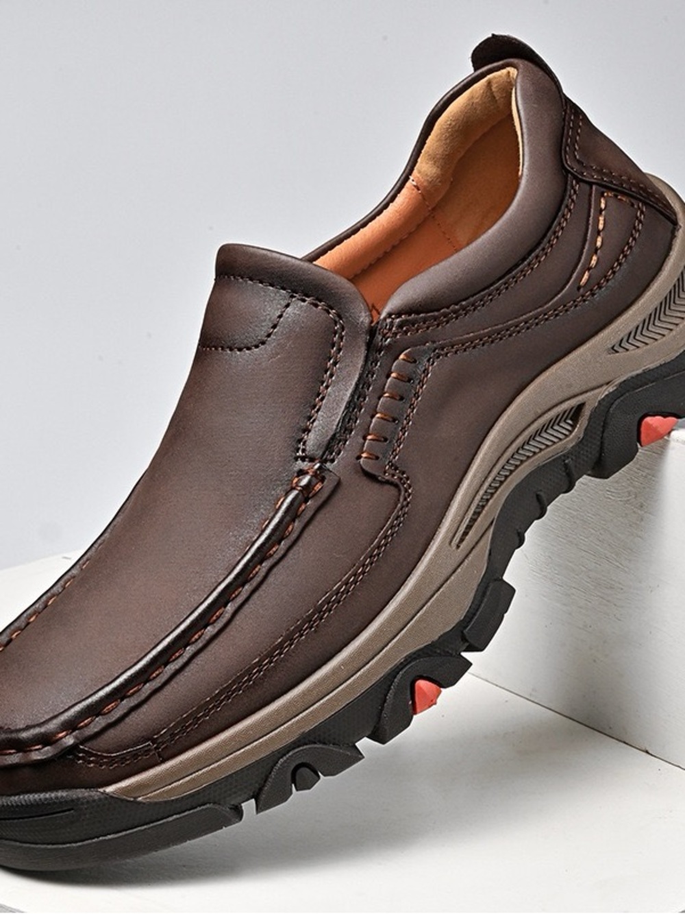 YNS Generic Brown Leather Slip-On Casual Loafer